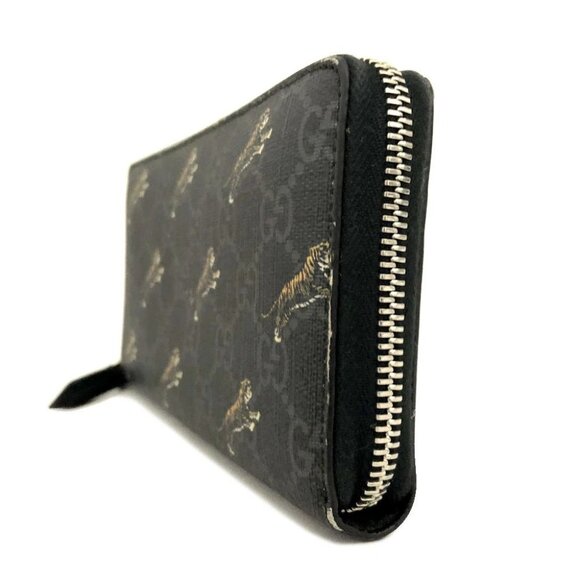 GUCCI GG Supreme Tiger Print PVC Zip Around Long Wallet Black/1BG5451 - Picture 2 of 8